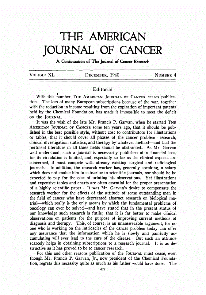 Editorial The American Journal of Cancer American Association for