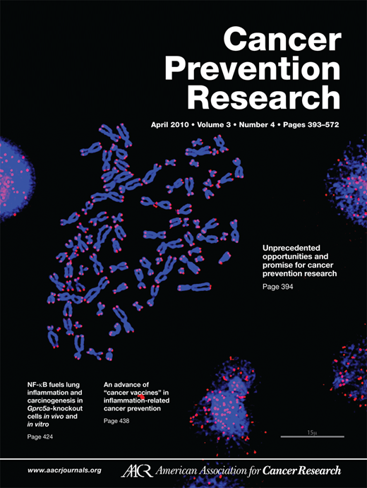 Cancer Prevention Research Cover Image for Volume 3, Issue 4
