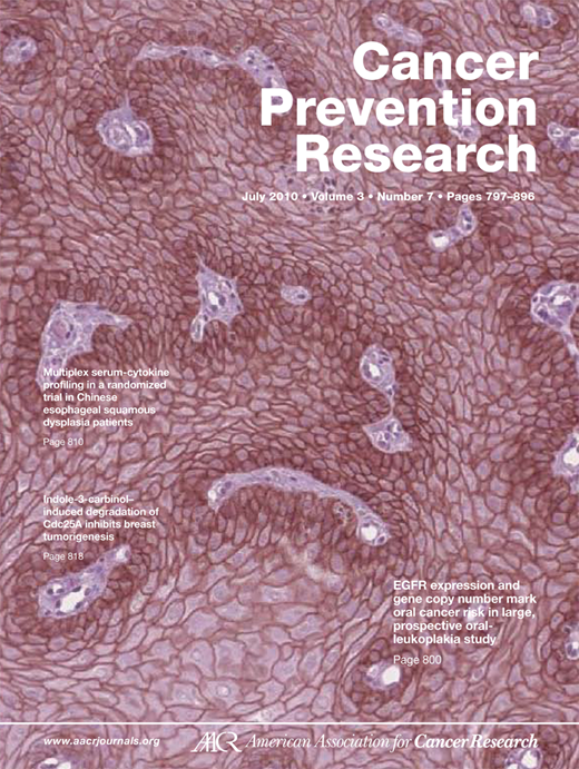 Cancer Prevention Research Cover Image for Volume 3, Issue 7