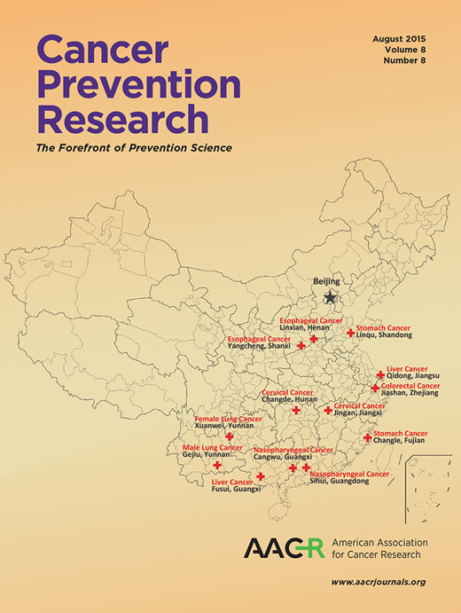 Cancer Prevention Research Cover Image for Volume 8, Issue 8