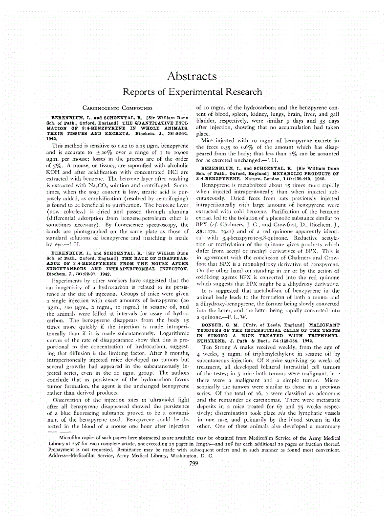 First page of Reports of Experimental Research