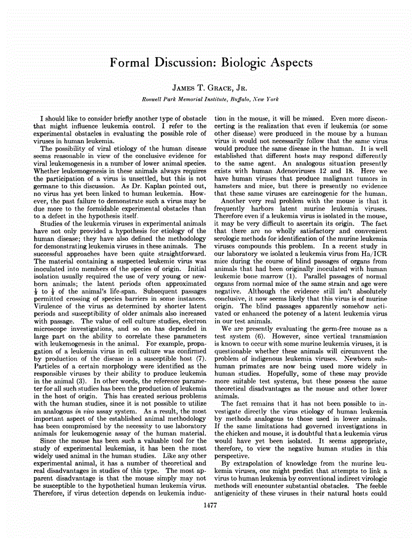 First page of Formal Discussion: Biologic Aspects