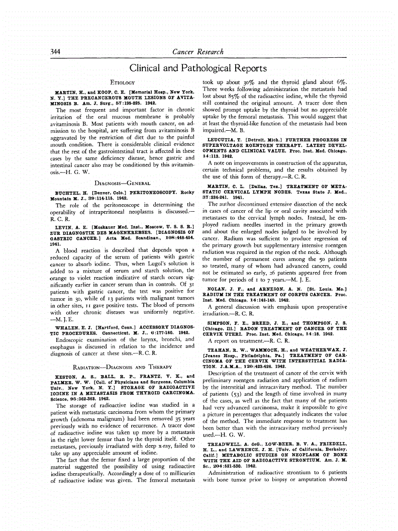 First page of Clinical and Pathological Reports