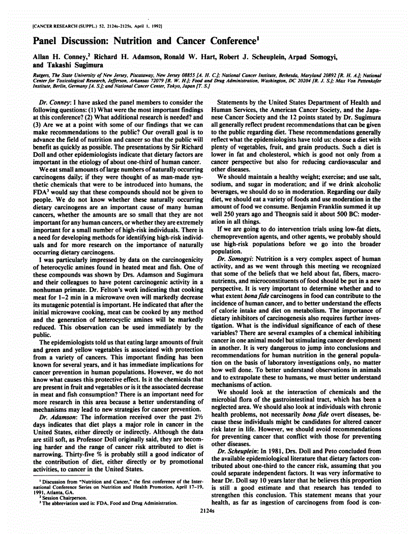 First page of Panel Discussion: Nutrition and Cancer Conference<xref rid="FN1" ref-type="fn"><sup>1</sup></xref>