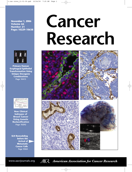 Cancer Research Cover Image for Volume 66, Issue 21