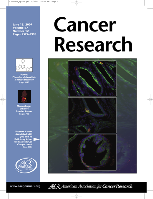 Cancer Research Cover Image for Volume 67, Issue 12
