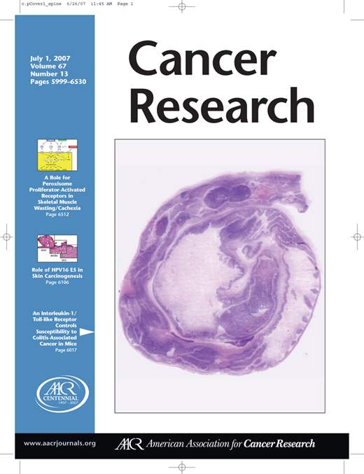 Cancer Research Cover Image for Volume 67, Issue 13