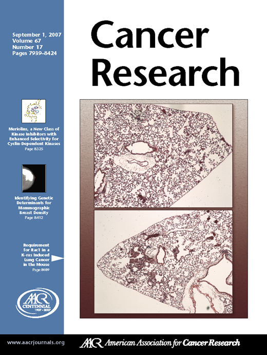Cancer Research Cover Image for Volume 67, Issue 17