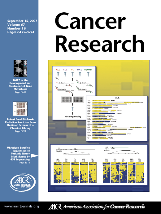 Cancer Research Cover Image for Volume 67, Issue 18