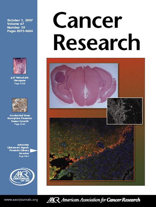 Cancer Research Cover Image for Volume 67, Issue 19
