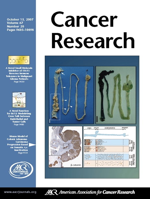 Cancer Research Cover Image for Volume 67, Issue 20