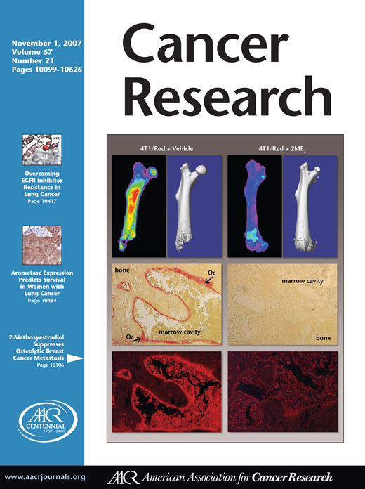 Cancer Research Cover Image for Volume 67, Issue 21
