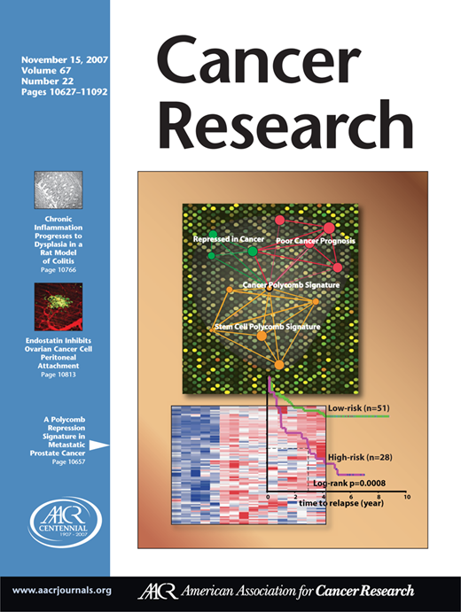 Cancer Research Cover Image for Volume 67, Issue 22