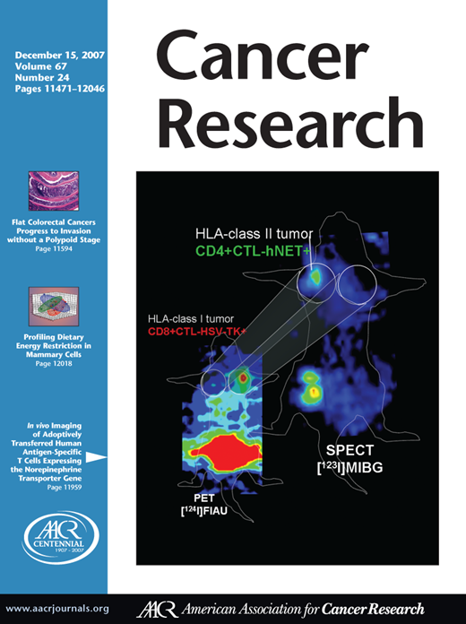Cancer Research Cover Image for Volume 67, Issue 24