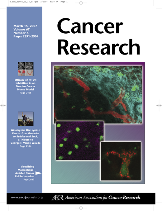 Cancer Research Cover Image for Volume 67, Issue 6