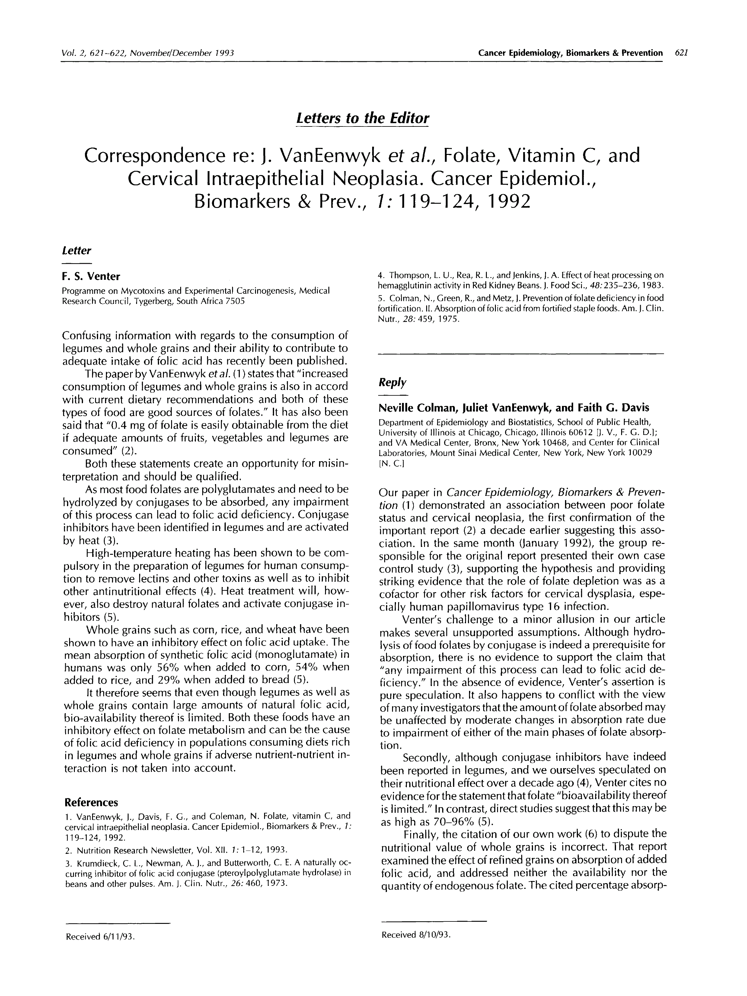 Re J. VanEenwyk et al., folate, vitamin C, and cervical