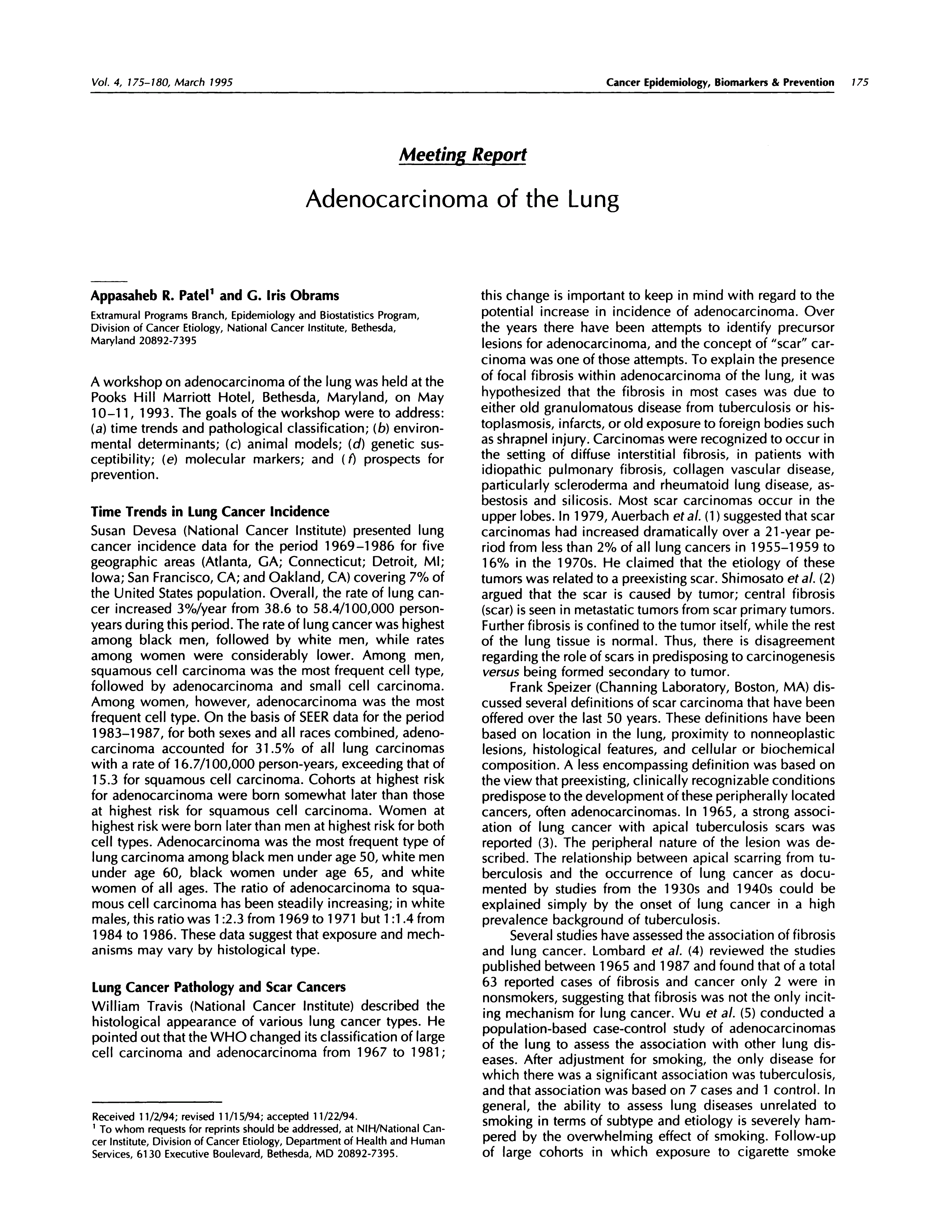 First page of Adenocarcinoma of the lung.