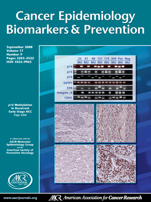 Cancer Epidemiology, Biomarkers & Prevention Cover Image for Volume 17, Issue 9