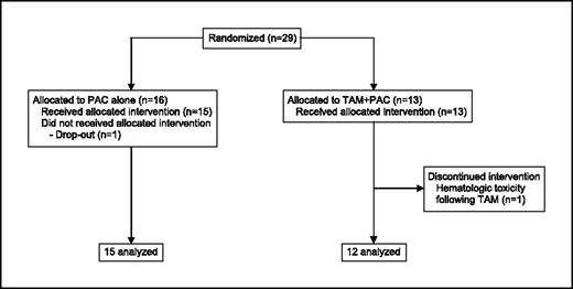 Fig. 1. Trial profile: PAC, paclitaxel; TAM, tamoxifen.