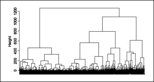 Fig. 2. Dendogram generated by the hierarchical algorithm with Ward criterion, using the AGNES routine in the S-Plus software.