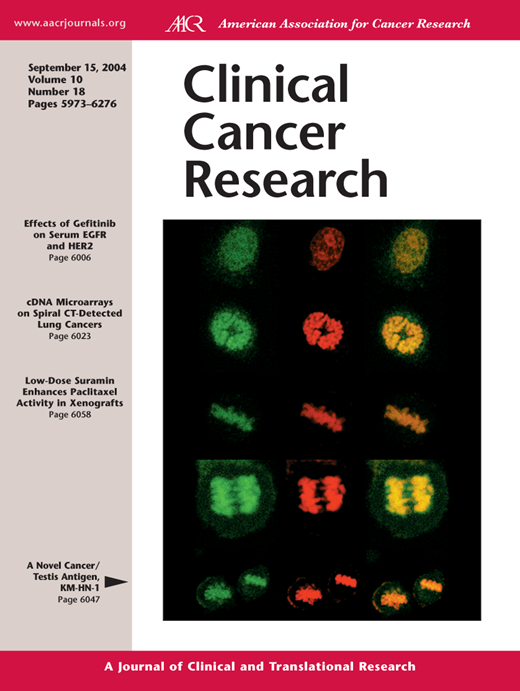 Clinical Cancer Research Cover Image for Volume 10, Issue 18