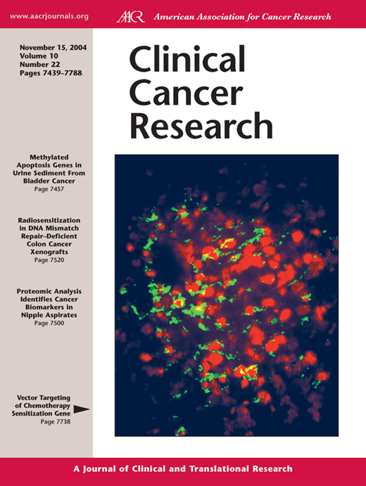 Clinical Cancer Research Cover Image for Volume 10, Issue 22