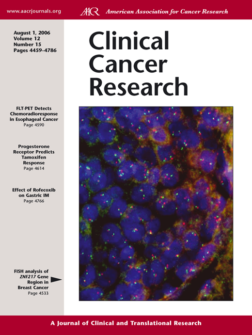 Clinical Cancer Research Cover Image for Volume 12, Issue 15