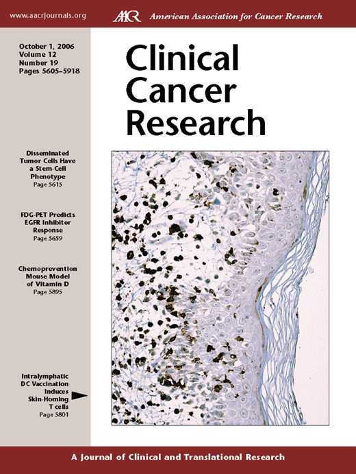 Clinical Cancer Research Cover Image for Volume 12, Issue 19