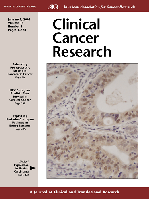 Clinical Cancer Research Cover Image for Volume 13, Issue 1