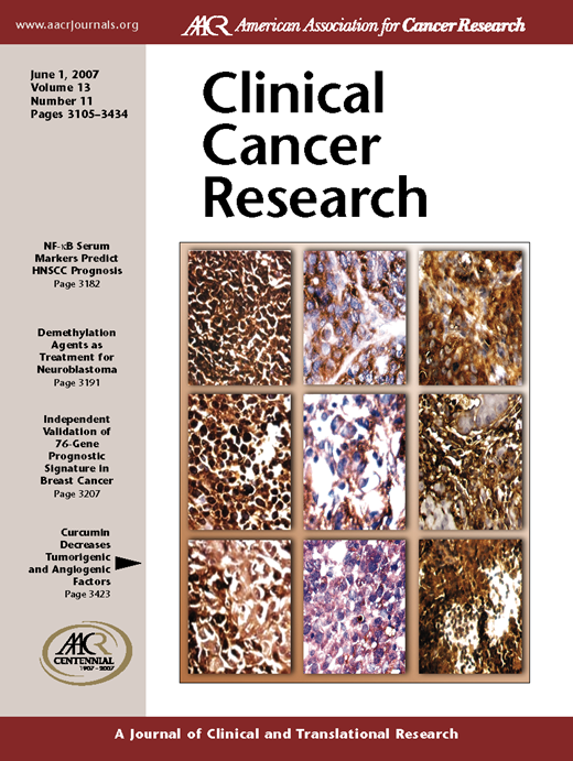 Clinical Cancer Research Cover Image for Volume 13, Issue 11