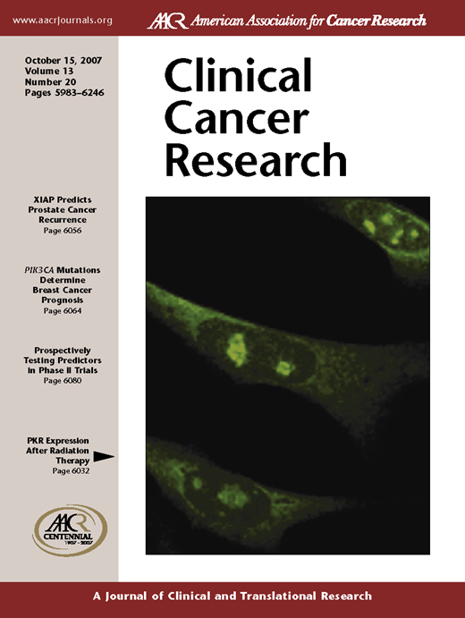 Clinical Cancer Research Cover Image for Volume 13, Issue 20