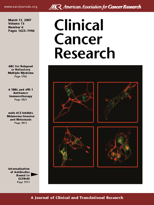 Clinical Cancer Research Cover Image for Volume 13, Issue 6