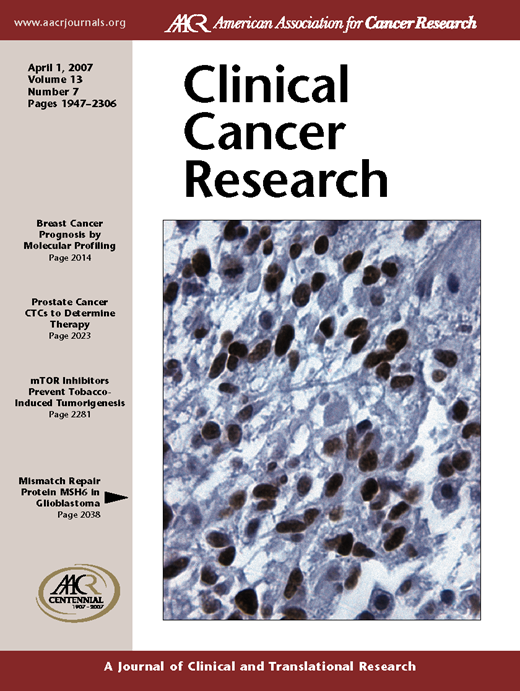 Clinical Cancer Research Cover Image for Volume 13, Issue 7
