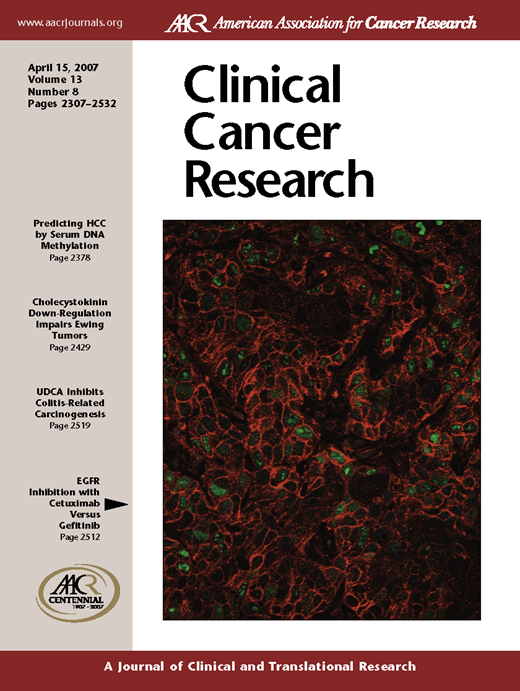 Clinical Cancer Research Cover Image for Volume 13, Issue 8