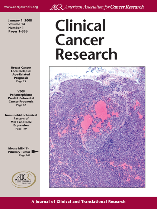 Clinical Cancer Research Cover Image for Volume 14, Issue 1