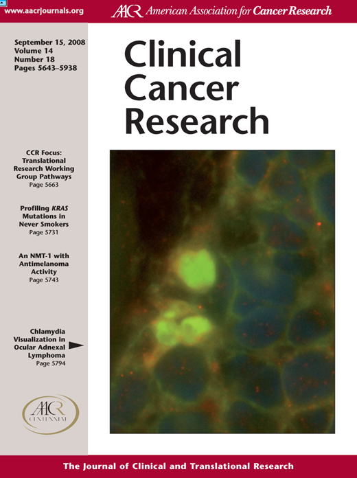 Clinical Cancer Research Cover Image for Volume 14, Issue 18