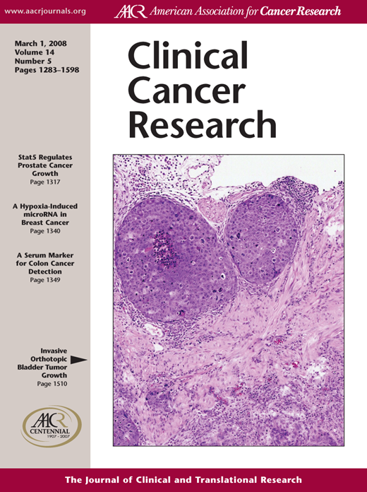 Clinical Cancer Research Cover Image for Volume 14, Issue 5