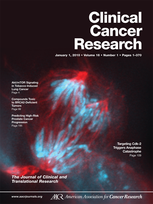 Clinical Cancer Research Cover Image for Volume 16, Issue 1