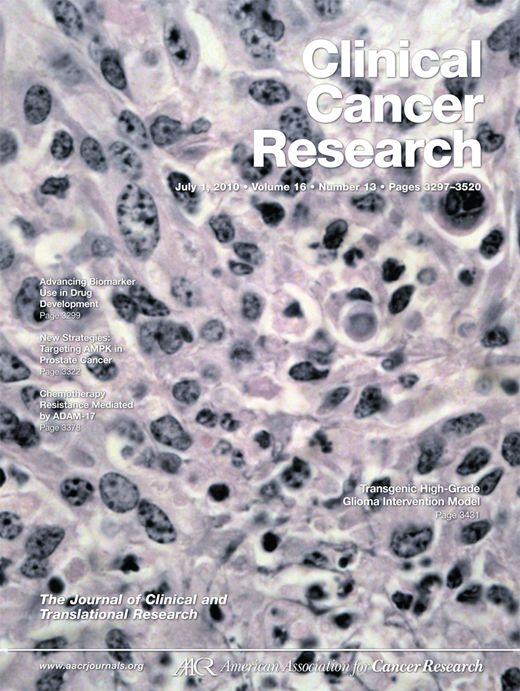 Clinical Cancer Research Cover Image for Volume 16, Issue 13