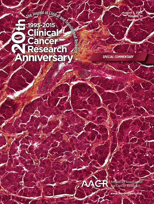 Clinical Cancer Research Cover Image for Volume 21, Issue 15