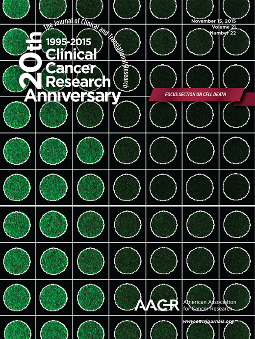 Clinical Cancer Research Cover Image for Volume 21, Issue 22