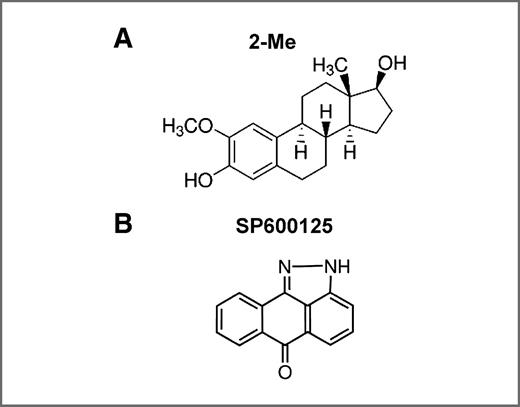Figure 6. Chemical structures of 2-ME (A) and SP600125 (B).